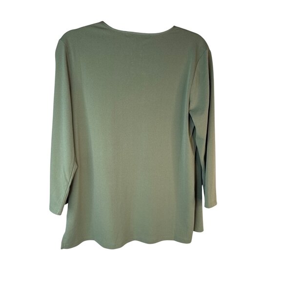 2/$30 Banana Republic Small Womens Sage Green V-Neck 3/4 Sleeve Blouse - Picture 3 of 11